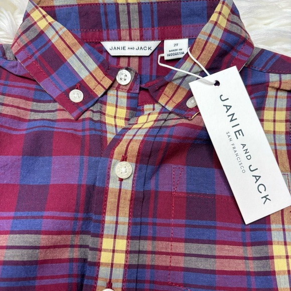 NWT Janie and Jack flannel button down boys short size 2T - Picture 3 of 4